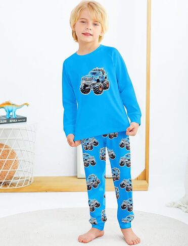 Mikrdoo Boys Pajamas 4-Piece Set Long Sleeve Fall Stretch Breathable & Soft Sleepwear for Kids 2-12Years in Kuwait