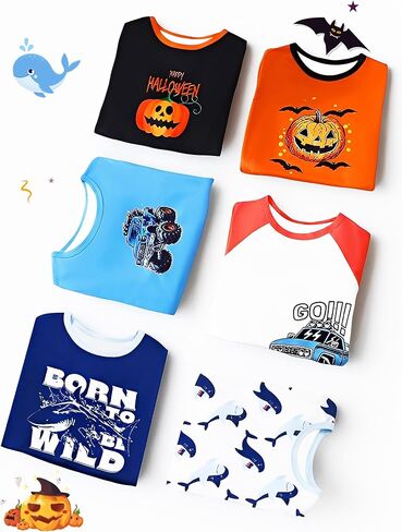 Mikrdoo Boys Pajamas 4-Piece Set Long Sleeve Fall Stretch Breathable & Soft Sleepwear for Kids 2-12Years in Kuwait