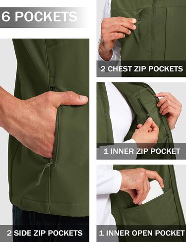 MAGCOMSEN Men's Lightweight Softshell Vest Outerwear Windproof Fleece Lined Zip Up Sleeveless Jacket for Golf Running Hiking in Saudi Arabia