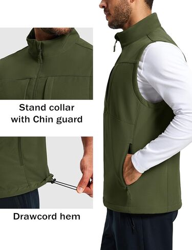 MAGCOMSEN Men's Lightweight Softshell Vest Outerwear Windproof Fleece Lined Zip Up Sleeveless Jacket for Golf Running Hiking in Saudi Arabia