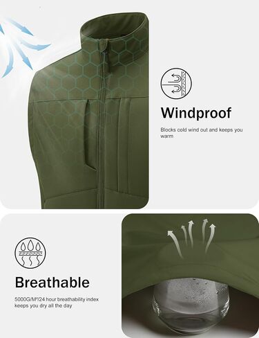 MAGCOMSEN Men's Lightweight Softshell Vest Outerwear Windproof Fleece Lined Zip Up Sleeveless Jacket for Golf Running Hiking in Saudi Arabia