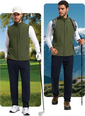 MAGCOMSEN Men's Lightweight Softshell Vest Outerwear Windproof Fleece Lined Zip Up Sleeveless Jacket for Golf Running Hiking in Saudi Arabia