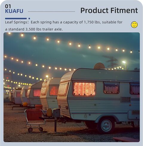 KUAFU 3500lb Trailer Suspension Kit, Tandem Axle Truck/Trailer Spring Suspension Rebuild Kit(Leaf Spring, Hanger Kit, Equalizer and Shackle Strap) in Saudi Arabia