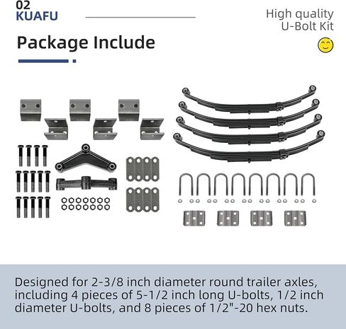 KUAFU 3500lb Trailer Suspension Kit, Tandem Axle Truck/Trailer Spring Suspension Rebuild Kit(Leaf Spring, Hanger Kit, Equalizer and Shackle Strap) in Saudi Arabia