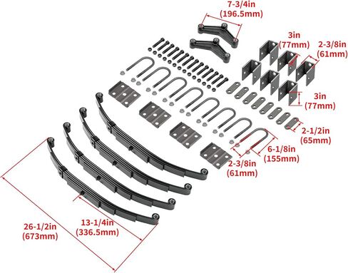 KUAFU 3500lb Trailer Suspension Kit, Tandem Axle Truck/Trailer Spring Suspension Rebuild Kit(Leaf Spring, Hanger Kit, Equalizer and Shackle Strap) in Saudi Arabia