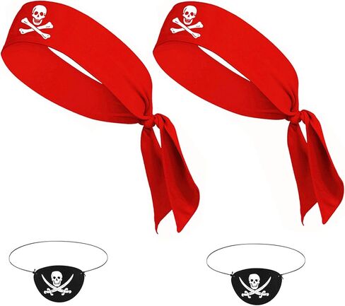 8 PCS Accessories Pirate With مع عقال القراصنة وعملية Patch Party Supplies طقم أزياء باندانا للهالوين ، موضوع الحزب الرجال والنساء. in Saudi Arabia