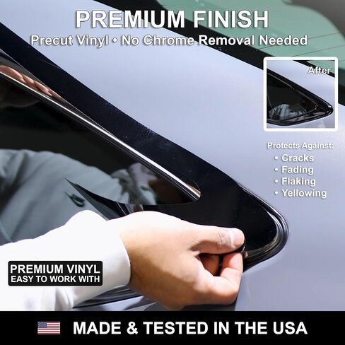 Bogar Tech Designs Side Window Chrome Delete Overlay Film متوافق مع Hyundai Elantra 2024-2025 ، Gloss Black in Saudi Arabia