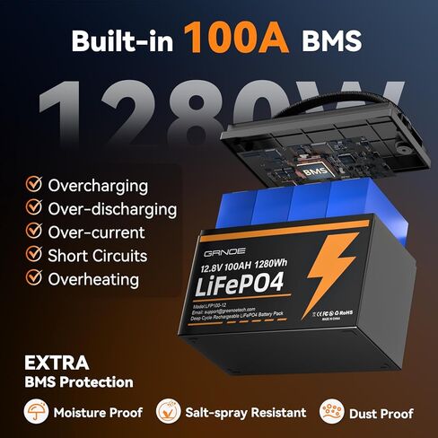 12V 100AH LIFEPO4 Lithium Battery Group 31 (4 pack) مع 100A BMS ، حماية منخفضة الإيقاع حتى 15000 دورة عميقة قابلة لإعادة الشحن للربع البحري والنظام الشمسي والنظام الشمسي والسيارة والمقطورة والنسخ الاحتياطي in Kuwait