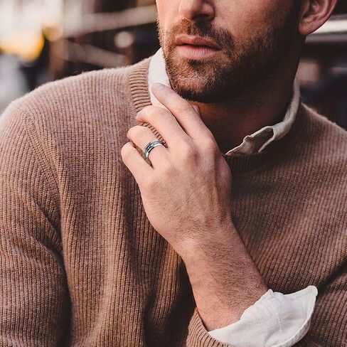 8 ملم خاتم الزواج الأسود التنغستن للرجال ، مرصع بتصميم نبضات القلب ، مثالي لحفل الزفاف ، المشاركة والوعد ، حلقة الهدية للجنسين 7-13 in Kuwait