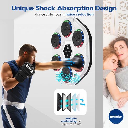 Music Boxing Machine, Wall-Mounted Bluetooth Punch Trainer with LED Lights, 9 Rhythm Modes & 9 Speeds, Interactive Reflex Boxing Pad for Home Gym, Adults & Kids Fitness Game in Saudi Arabia
