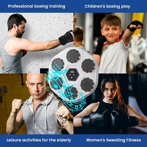 Music Boxing Machine, Wall-Mounted Bluetooth Punch Trainer with LED Lights, 9 Rhythm Modes & 9 Speeds, Interactive Reflex Boxing Pad for Home Gym, Adults & Kids Fitness Game in Saudi Arabia