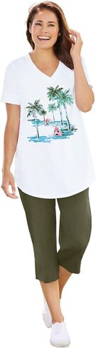 Woman Within Plus Size Two-Piece V-Neck Tunic & Capri Set in Kuwait