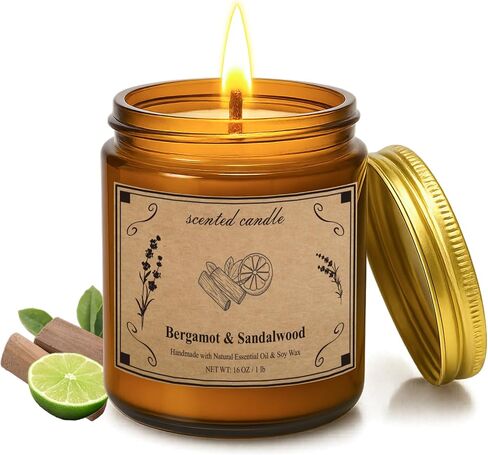Scented Candles for Home, 16oz Large Amber Jar Scented Candle – Vanilla Soy Wax Candle with 100 Hour Burn Time, Long Lasting Aromatherapy Candle for Relaxing Home Fragrance & Gift Giving in Saudi Arabia