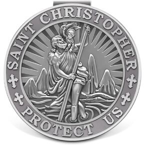 ميدالية القديس كريستوفر للسيارات ، مقطع القناع ، ميدالية سانت كريستوفر للسيارة ، تاليسمان من أجل السلامة ، إكسسوارات أقنعة السيارات ، هدية للسائقين ، العائلات ، الأصدقاء in Kuwait