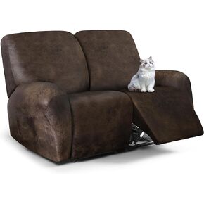 Recliner Chair Covers, Leather Look Recliner Cover, Stretch Lazy Boy Recliner Chair Covers Washable, Reclining Chair Slipcovers Furniture Protector for Pets, Soft Spandex Fabric (Brown) in Kuwait