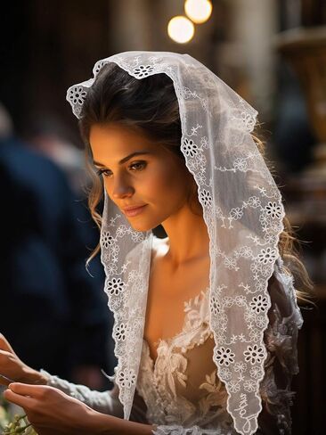 4 Pcs Mantilla Chapel Veils for Church Catholic Short Embroidery Lace Head Coverings Christian Veils for Women Bridal in Saudi Arabia