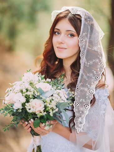4 Pcs Mantilla Chapel Veils for Church Catholic Short Embroidery Lace Head Coverings Christian Veils for Women Bridal in Saudi Arabia