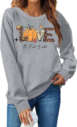 MYHALF Pumpkin Season Sweatshirt Thanksgiving Shirt: Turkey Graphic Tops Thankful Long Sleeve Bloluses Fall Crew Neck Outfits in Kuwait