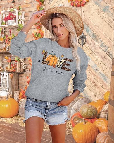MYHALF Pumpkin Season Sweatshirt Thanksgiving Shirt: Turkey Graphic Tops Thankful Long Sleeve Bloluses Fall Crew Neck Outfits in Kuwait