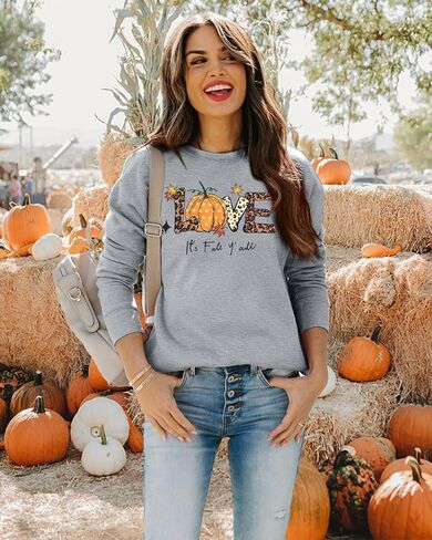 MYHALF Pumpkin Season Sweatshirt Thanksgiving Shirt: Turkey Graphic Tops Thankful Long Sleeve Bloluses Fall Crew Neck Outfits in Kuwait