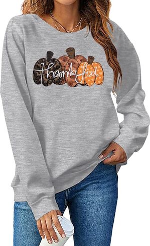 MYHALF Pumpkin Season Sweatshirt Thanksgiving Shirt: Turkey Graphic Tops Thankful Long Sleeve Bloluses Fall Crew Neck Outfits in Kuwait