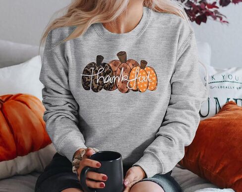 MYHALF Pumpkin Season Sweatshirt Thanksgiving Shirt: Turkey Graphic Tops Thankful Long Sleeve Bloluses Fall Crew Neck Outfits in Kuwait