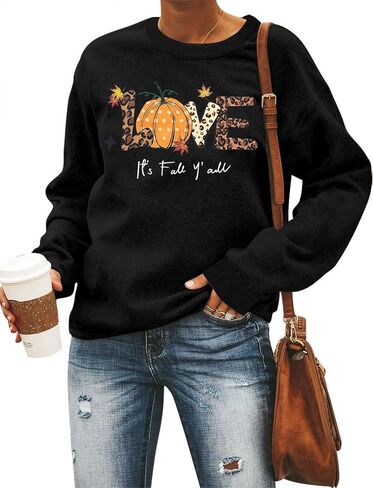 MYHALF Pumpkin Season Sweatshirt Thanksgiving Shirt: Turkey Graphic Tops Thankful Long Sleeve Bloluses Fall Crew Neck Outfits in Kuwait
