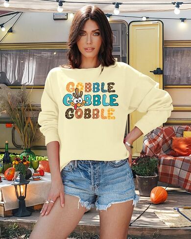 MYHALF Pumpkin Season Sweatshirt Thanksgiving Shirt: Turkey Graphic Tops Thankful Long Sleeve Bloluses Fall Crew Neck Outfits in Saudi Arabia