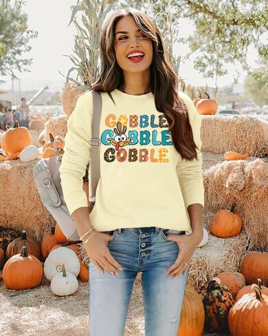 MYHALF Pumpkin Season Sweatshirt Thanksgiving Shirt: Turkey Graphic Tops Thankful Long Sleeve Bloluses Fall Crew Neck Outfits in Saudi Arabia
