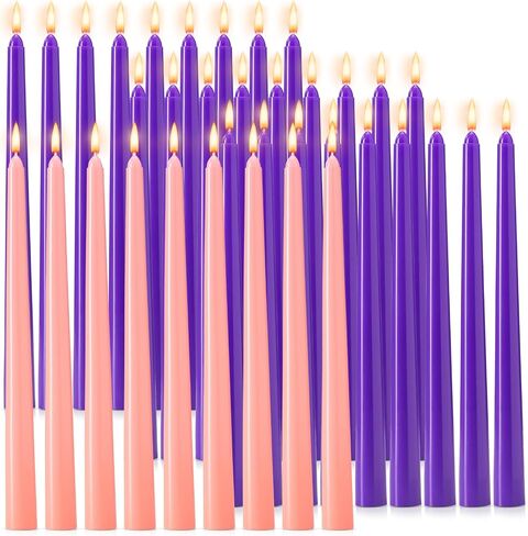 Hausware 36 Pack Taper Candles, 8 Hour Burn Time,Unscented Dripless and Smokeless, 10 inch Elegant Premium Quality Dinner Candle for Home Décor, Restaurant, Wedding, Party Candlesticks(Ivory) in Saudi Arabia