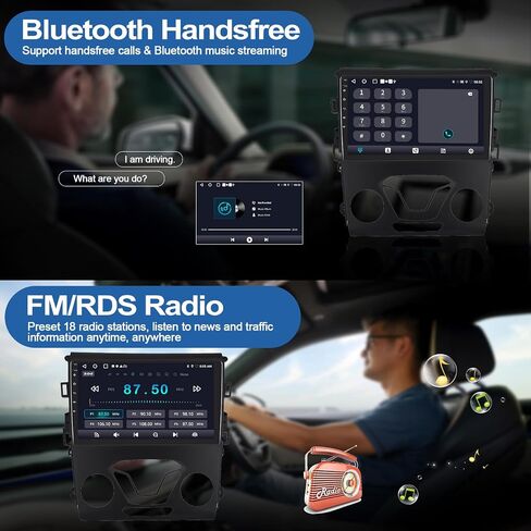 Qualcomm 8-Core 4G+64G Car Stereo for Ford Fusion Radio 2013 2014 2015 2016 with Wireless CarPlay Android Auto, 9" IPS Touch Screen Android 13 Car Radio with Hi-Res DSP Bluetooth 5.1 GPS Backup Camera in Saudi Arabia