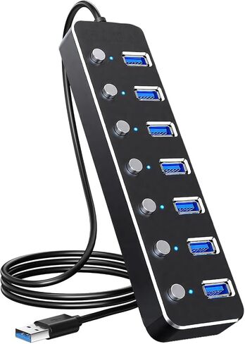 USB 3.0 HUB 7 PORT USB HUB مع مركز USB Cable Aluminior Cable طوله 2 قدم in Kuwait