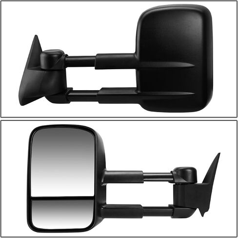 Auto Dynasty Right Side Black Manual Telescoping Folding Rear View Towing Mirrors Compatible with Silverado Sierra GMT800 99-07 in Saudi Arabia