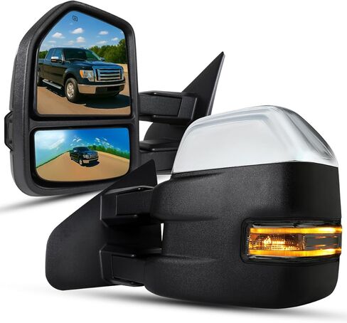 توليف المواصفات D [2015 Look] مرايا القطر الساخنة للكروم مع إشارة LED متوافقة مع 2007-2014 Ford F150 بيك آب يسار + يمين in Kuwait