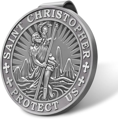ميدالية القديس كريستوفر للسيارات ، مقطع القناع ، ميدالية سانت كريستوفر للسيارة ، تاليسمان من أجل السلامة ، إكسسوارات أقنعة السيارات ، هدية للسائقين ، العائلات ، الأصدقاء in Kuwait