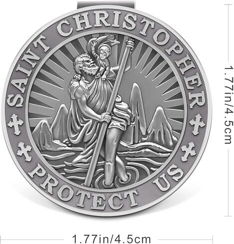 ميدالية القديس كريستوفر للسيارات ، مقطع القناع ، ميدالية سانت كريستوفر للسيارة ، تاليسمان من أجل السلامة ، إكسسوارات أقنعة السيارات ، هدية للسائقين ، العائلات ، الأصدقاء in Kuwait