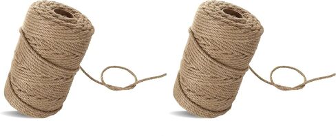 328 Feet Jute Rope 6mm Jute Twine String 4-Ply Natural Thick Jute Twine 1/4" Heavy Duty Hemp Rope for Cat Scratch Post, DIY Art Craft, Gardening, Home Decorating, Gift Wrapping in Saudi Arabia