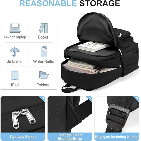 Black College Backpack For Women Men,Lightweight High School Bag,School Backpack With Lots Of Pockets,Cute Bookbag For Teens Boys Girls,Casual Daypack Backpack For School in Saudi Arabia