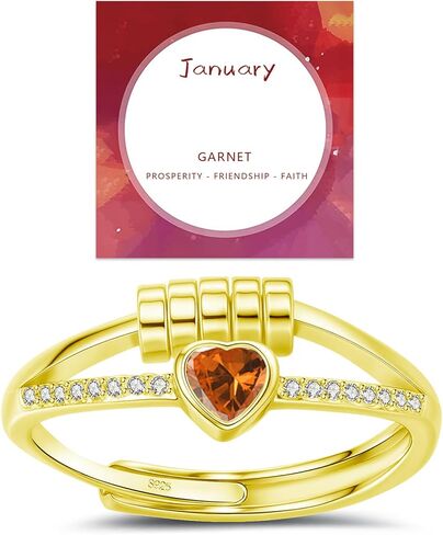 حلقات المولد للنساء ، حلقات تململ مطلي بالفضة الفضية اللطيفة ، حلقة قلب القلق ، حلقة مولد قابلة للتعديل للنساء ، هدايا عيد ميلاد عيد الميلاد لزوجة زوجة الأخت in Kuwait