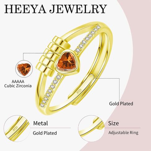 حلقات المولد للنساء ، حلقات تململ مطلي بالفضة الفضية اللطيفة ، حلقة قلب القلق ، حلقة مولد قابلة للتعديل للنساء ، هدايا عيد ميلاد عيد الميلاد لزوجة زوجة الأخت in Kuwait