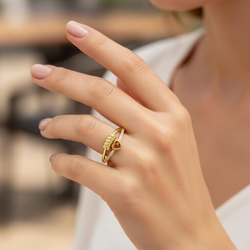 حلقات المولد للنساء ، حلقات تململ مطلي بالفضة الفضية اللطيفة ، حلقة قلب القلق ، حلقة مولد قابلة للتعديل للنساء ، هدايا عيد ميلاد عيد الميلاد لزوجة زوجة الأخت in Kuwait