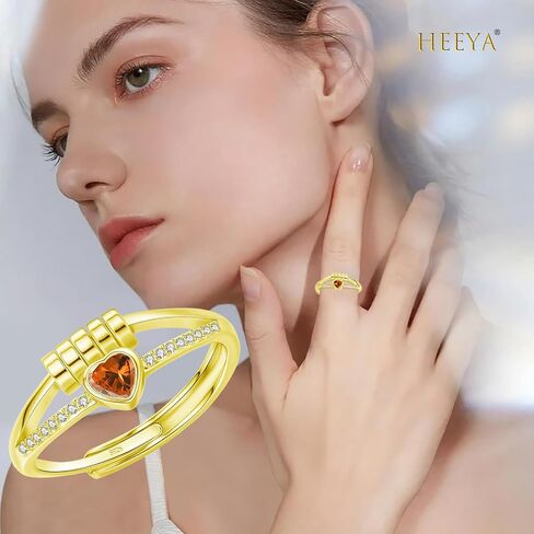 حلقات المولد للنساء ، حلقات تململ مطلي بالفضة الفضية اللطيفة ، حلقة قلب القلق ، حلقة مولد قابلة للتعديل للنساء ، هدايا عيد ميلاد عيد الميلاد لزوجة زوجة الأخت in Kuwait