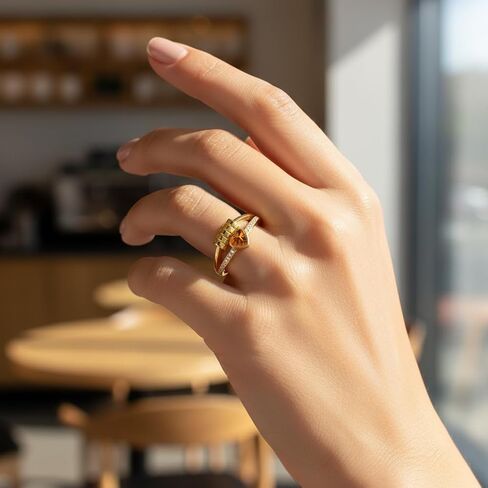 حلقات المولد للنساء ، حلقات تململ مطلي بالفضة الفضية اللطيفة ، حلقة قلب القلق ، حلقة مولد قابلة للتعديل للنساء ، هدايا عيد ميلاد عيد الميلاد لزوجة زوجة الأخت in Kuwait