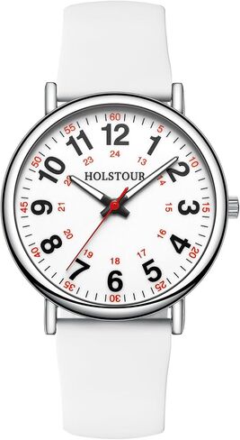 Nurse Watch for Healthcare Professionals Students Women Men Clear and Easy to Read Luminous Dial 12/24 Hour Military Time Display with Second Hand Nursing Gold Watch Yellow Silicone Band in Kuwait