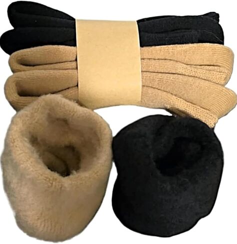 The House of Alpaca Thermal Wool 2 Pair Unisex Beige Black Neutral Colors Hiking Hunting Hockey Thick Warm Winter in Saudi Arabia