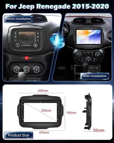 4 + 64g Android Car Radio for Jeep Renegade 2015 2016 2017 2018 2019 2020 - Carplay و Android Auto - 9 بوصة راديو شاشة تعمل باللمس مع 32 Eq DSP ، WiFi ، GPS ، شاشة مقسمة + AHD View Camera Camera in Kuwait