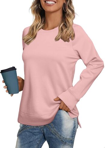 Glamaker Womens Long Sweeve Sweatshirt Crewneck Sweatshirtts فضفاضة قمم السحب in Saudi Arabia