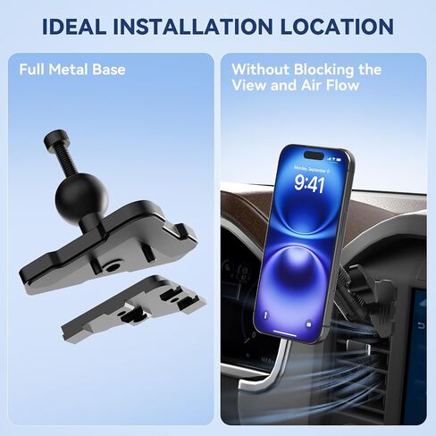 حامل الهاتف من CNC Magnetic Truck Air Vate Phone Congles ، Cradles Metal Phone Mount for F150 ، متوافق مع Ford F150 2021-2025 و Super Duty F250 F350 F450 2021-2025 ومعظم الهواتف المحمولة in Kuwait