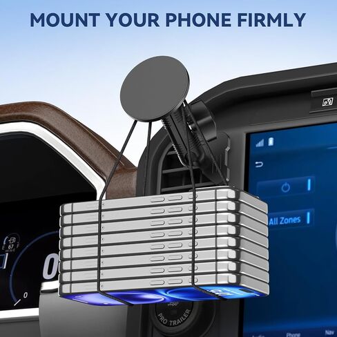 حامل الهاتف من CNC Magnetic Truck Air Vate Phone Congles ، Cradles Metal Phone Mount for F150 ، متوافق مع Ford F150 2021-2025 و Super Duty F250 F350 F450 2021-2025 ومعظم الهواتف المحمولة in Kuwait