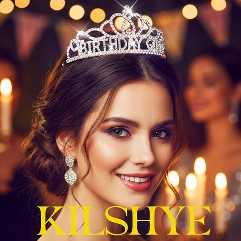 Kilshye عيد ميلاد التيجان والتيجان حجر الراين تيارا مجموعة كريستال عيد ميلاد عقال وشاح حفلة زي اكسسوارات الشعر للنساء والفتيات in Kuwait